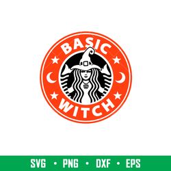 basic witch, basic witch svg, halloween svg, starbucks coffee ring svg, witch svg, png, eps, dxf file