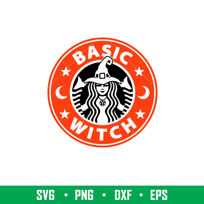 Basic Witch, Basic Witch Svg, Halloween Svg, Starbucks Coffee ring Svg, Witch Svg, png, eps, dxf file.jpeg