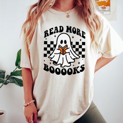 fall shirt, ghost shirt, read more booooks shirt, ghost reading books bookish fall shirt, fall tshir
