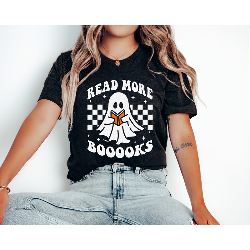 Fall Shirt, Ghost Shirt, Read More Booooks Shirt, Ghost Reading Books Bookish Fall Shirt, Fall Tshirt for Book Lovers, Read More Books - 2.jpg