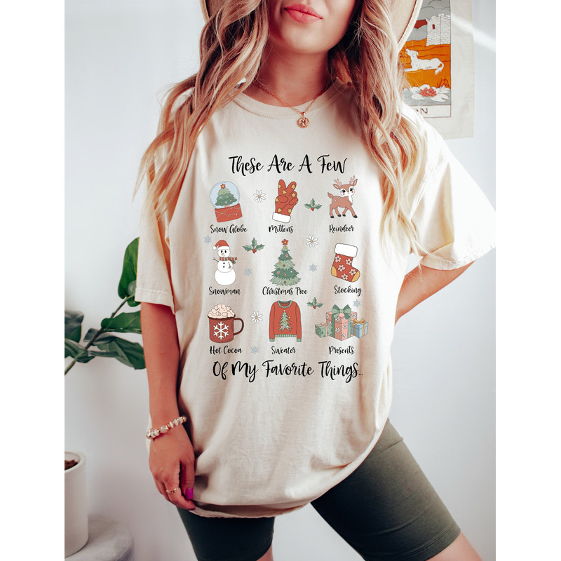 Favorite Things Christmas Shirt, Retro Christmas Shirt, 2023 Christmas Shirt, Cute Xmas Shirt, Womens Xmas Tees, Christmas Lover Shirt - 1.jpg