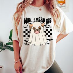 moo i mean boo cow halloween shirt, western halloween shirt, cow halloween tee, cow shirt, ghost shi