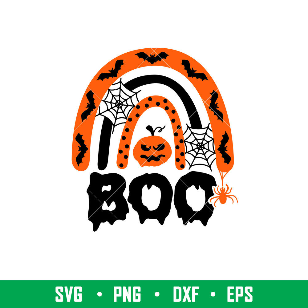 Boo Halloween Rainbow, Boo Halloween Rainbow Svg, Trick Or Treat Svg, Halloween Svg, Spooky Season Svg,png,dxf,eps file.jpeg