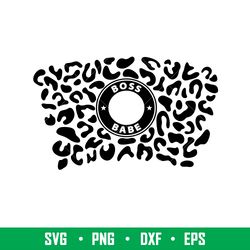 boss babe black leopard print full wrap, boss babe black leopard print full wrap svg, starbucks svg, coffee ring svg, co