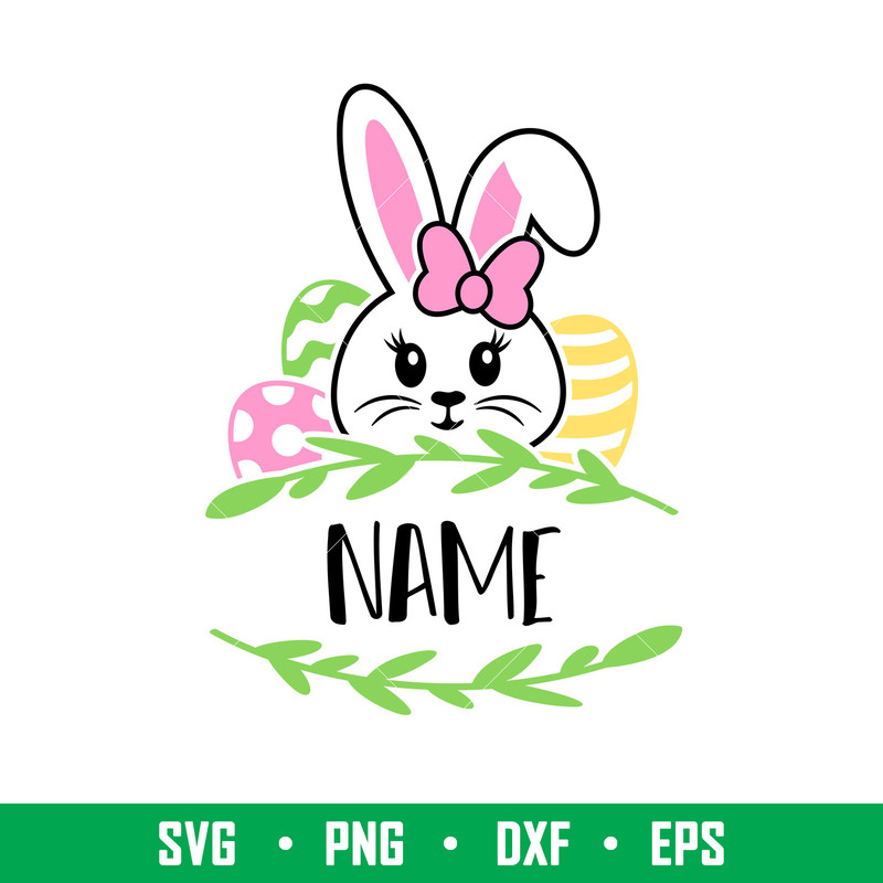 Bunny Girl Name Frame, Bunny Girl Name Frame Svg, Happy Easter Svg, Easter egg Svg, Spring Svg, png, eps, dxf file.jpeg