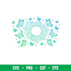 butterflies floral full wrap, butterflies floral full wrap svg, starbucks svg, coffee ring svg, cold cup svg, png,eps, d