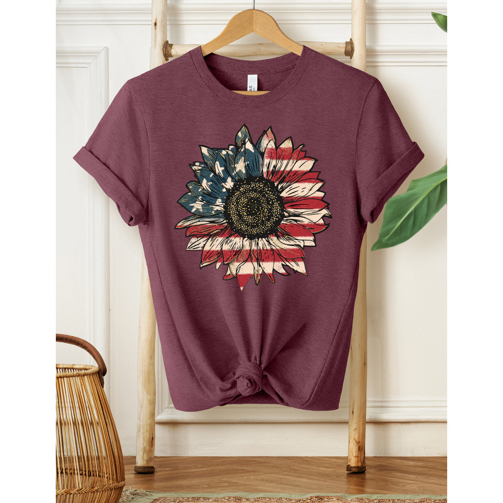 American Flag Sunflower Shirt, Women's Flower Shirt, Independence Shirt, Sunflower Shirt, Floral American Tee, Freedom Shirt, USA Flag Shirt - 2.jpg