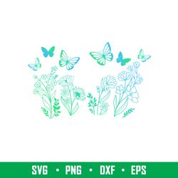 butterfly floral full wrap, flowers and butterflies full wrap svg, starbucks svg, coffee ring svg, cold cup svg, png,eps