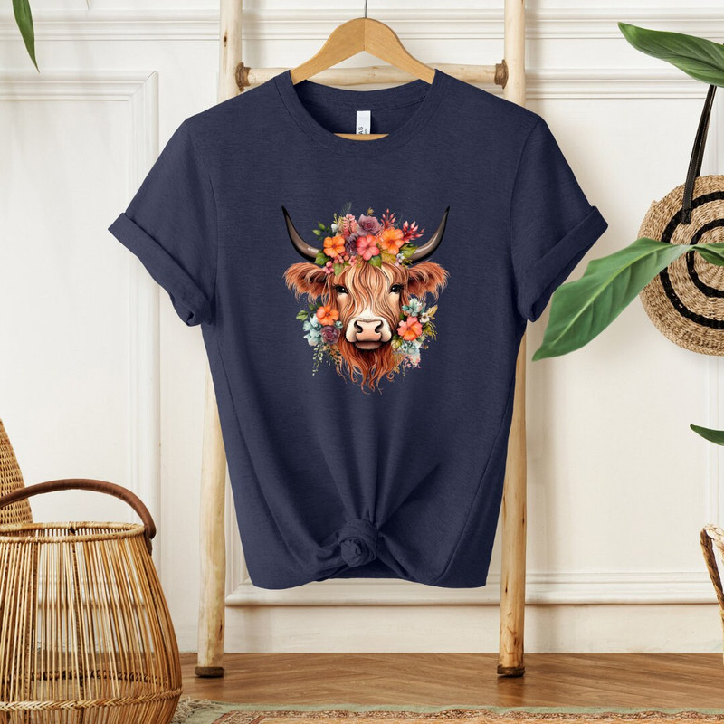 Boho Floral Cow Shirt, Floral Western Highland Cow Shirt, Cute Cow Shirt, Western Shirt, Country Cow Shirt, Boho Shirt, Highland Cow Shirt - 2.jpg
