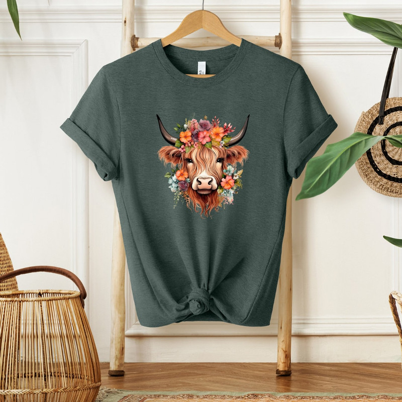 Boho Floral Cow Shirt, Floral Western Highland Cow Shirt, Cute Cow Shirt, Western Shirt, Country Cow Shirt, Boho Shirt, Highland Cow Shirt - 7.jpg