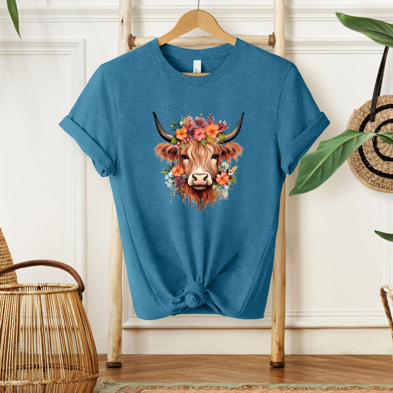 Boho Floral Cow Shirt, Floral Western Highland Cow Shirt, Cute Cow Shirt, Western Shirt, Country Cow Shirt, Boho Shirt, Highland Cow Shirt - 8.jpg