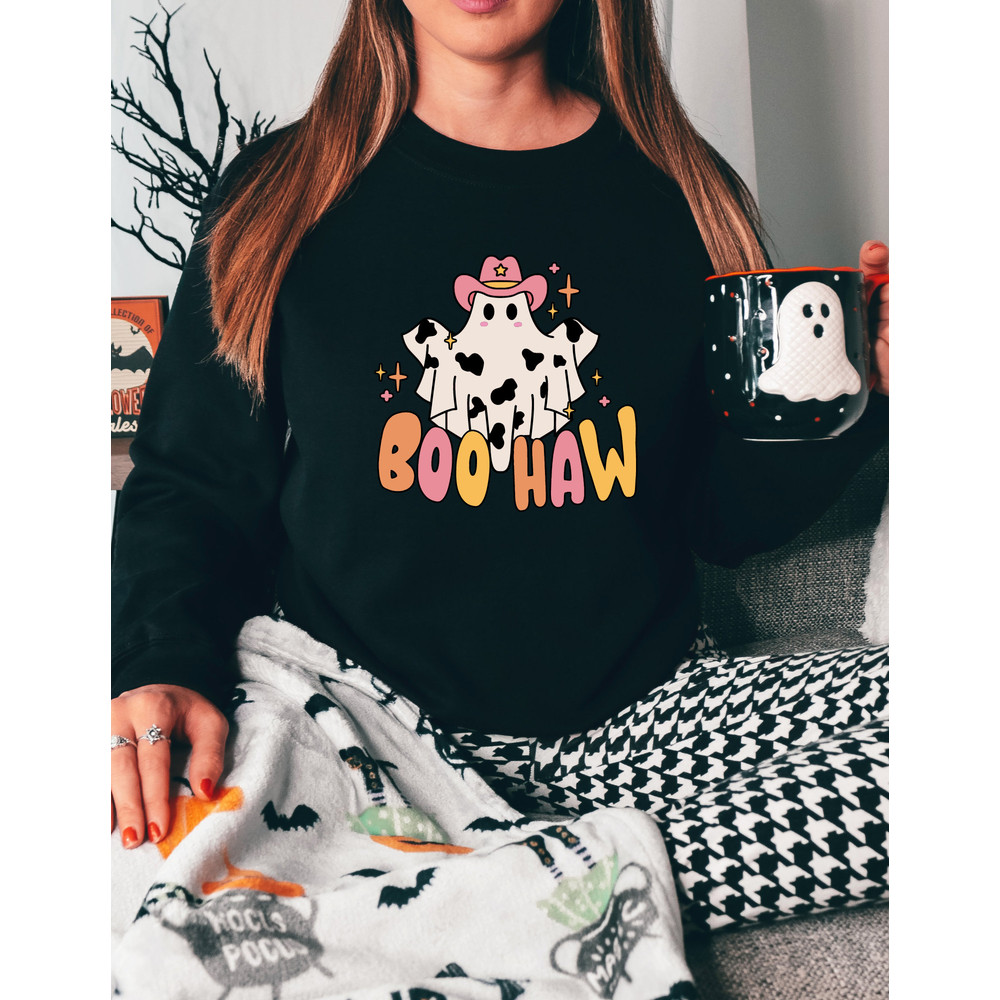 Boo Haw Cowboy Ghost Halloween Sweatshirt, Boo Haw Ghost Shirt, Cowboy Ghost Sweatshirt, Halloween Sweater, Western Halloween Sweatshirt - 2.jpg