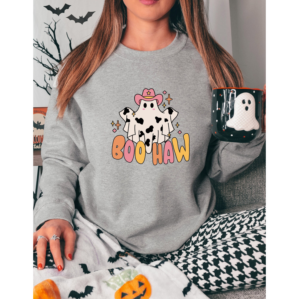 Boo Haw Cowboy Ghost Halloween Sweatshirt, Boo Haw Ghost Shirt, Cowboy Ghost Sweatshirt, Halloween Sweater, Western Halloween Sweatshirt - 3.jpg