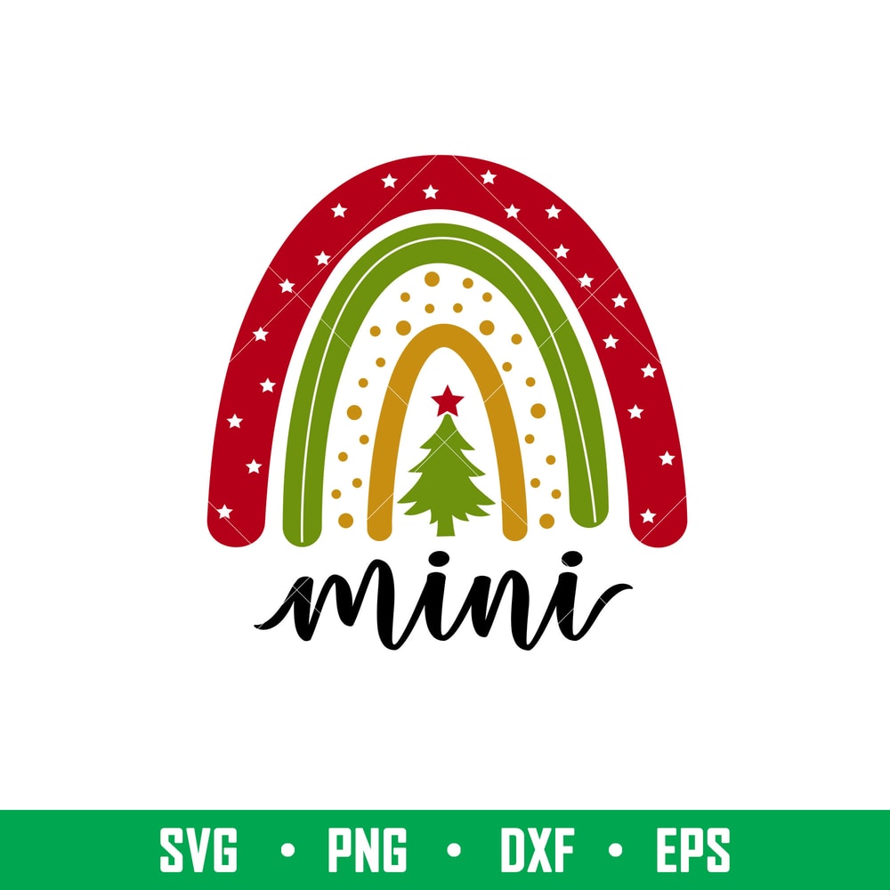 Christmas Boho Rainbow Mini, Christmas Boho Rainbow Mini Svg, Christmas Svg, Merry Christmas Svg, png, dxf, eps file.jpeg