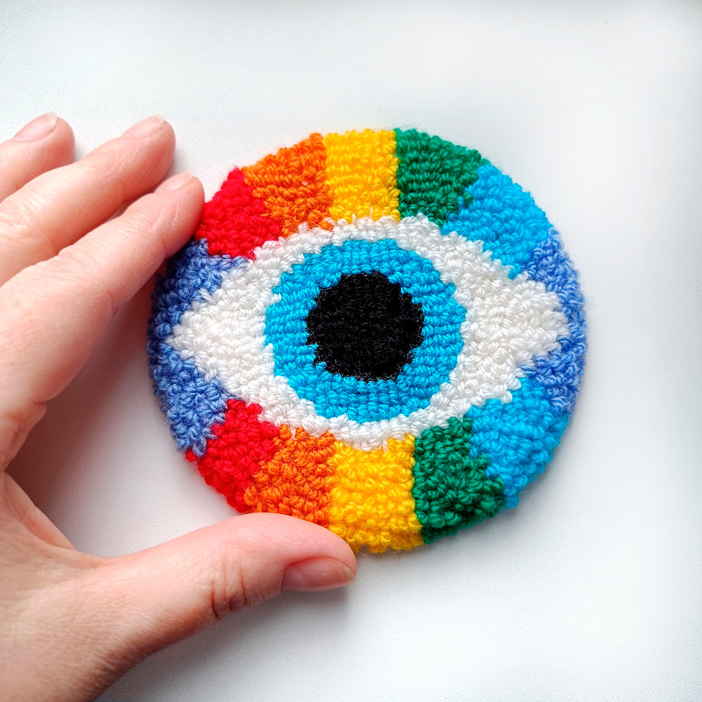 Colored eye coasters Tufted coasters Punch needle coasters Christmas coasters Christmas gifts Sweet Home Coasters Mug coasters
