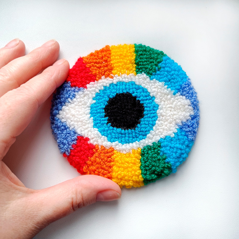 Colored eye coasters Tufted coasters Punch needle coasters Christmas coasters Christmas gifts Sweet Home Coasters Mug coasters