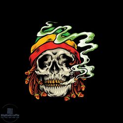 weed skull smoke cannabis jamaican svg, cannabis svg