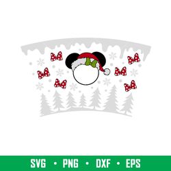 christmas red bow full wrap, christmas red bow minnie mouse full wrap svg, starbucks svg, coffee ring svg, cold cup svg,