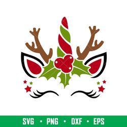 christmas unicorn 1, christmas unicorn svg, reindeer svg, christmas svg, holy unicorn svg, png, dxf, eps file