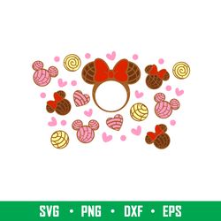 concha mouse full wrap, concha mickey _ minnie mouse full wrap svg, starbucks svg, coffee ring svg, cold cup svg,png, dx