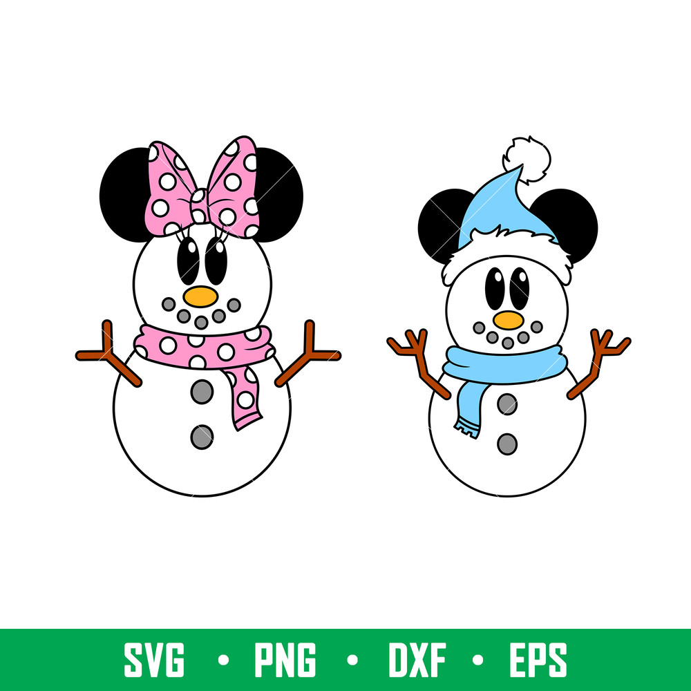 Cute Christmas Snowmen, Cute Christmas Mickey _ Minnie Snowmen Svg, Christmas Svg, Disney Christmas Svg,dxf, png, eps file.jpeg