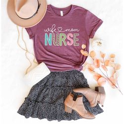 nurse mom shirt, nurse wife shirt, nurse wife mom shirt, mom life shirt, blessed mom shirt, leopard mom shirt, mom shirt