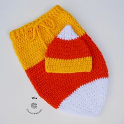 HANDMADE Candy Corn Hat and Cocoon Outfit | Crochet Baby Halloween Costume | Newborn Photo Prop | Baby Shower Gift