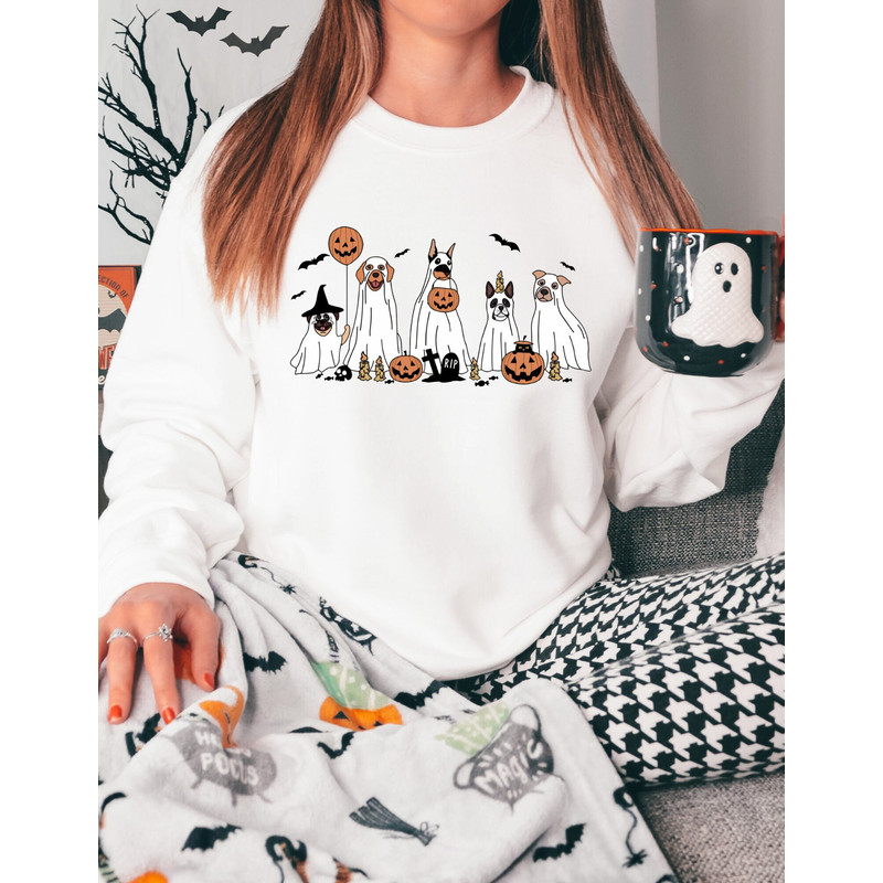 Dog Halloween Sweatshirt, Dog Ghost Halloween Shirt, Dog Ghost Sweatshirt, Halloween Sweater, Spooky Season Sweatshirt, Cute Dog Ghost Shirt - 1.jpg