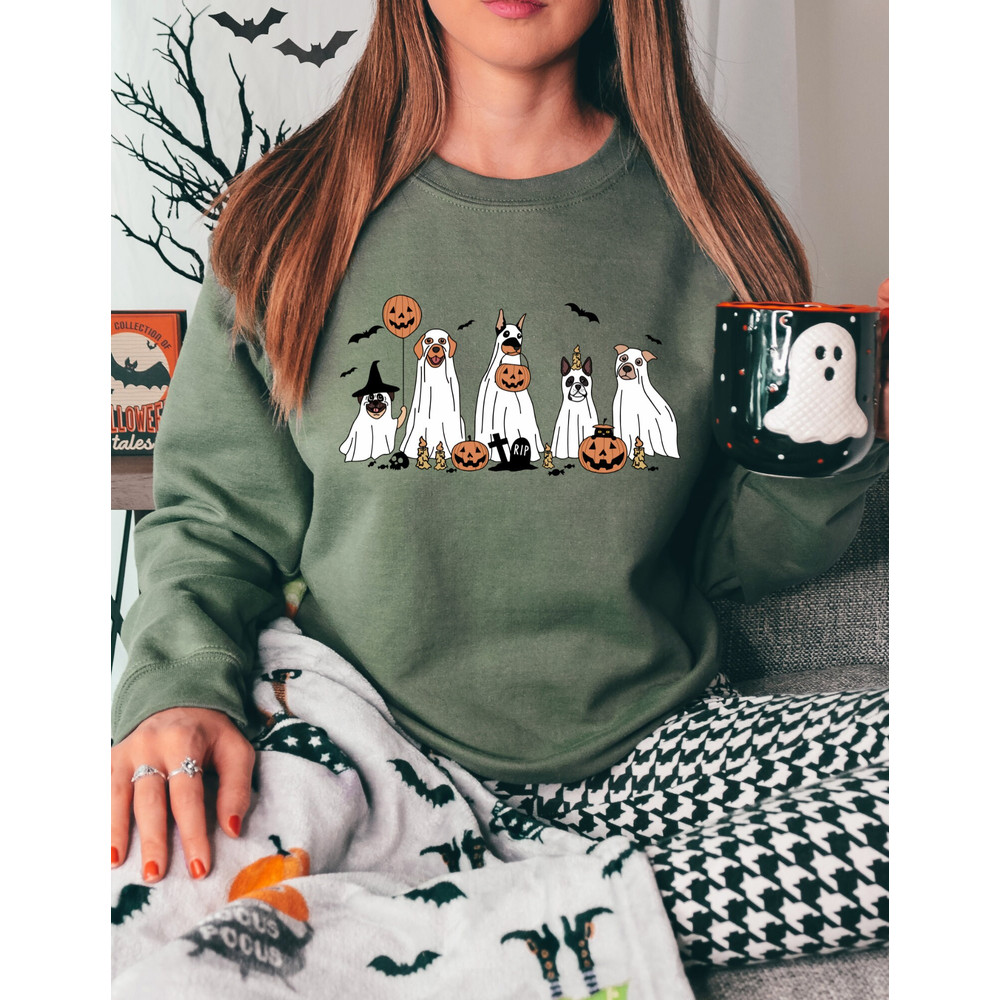 Dog Halloween Sweatshirt, Dog Ghost Halloween Shirt, Dog Ghost Sweatshirt, Halloween Sweater, Spooky Season Sweatshirt, Cute Dog Ghost Shirt - 3.jpg