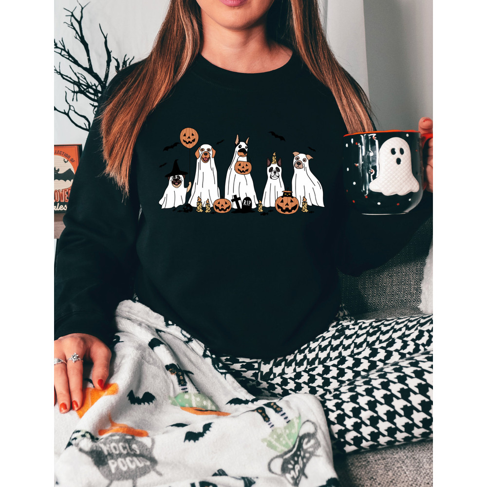 Dog Halloween Sweatshirt, Dog Ghost Halloween Shirt, Dog Ghost Sweatshirt, Halloween Sweater, Spooky Season Sweatshirt, Cute Dog Ghost Shirt - 4.jpg