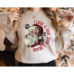 funny santa beard sweatshirt and hoodie, cute christmas shirt for women, christmas crewneck, graphic christmas tee, sant