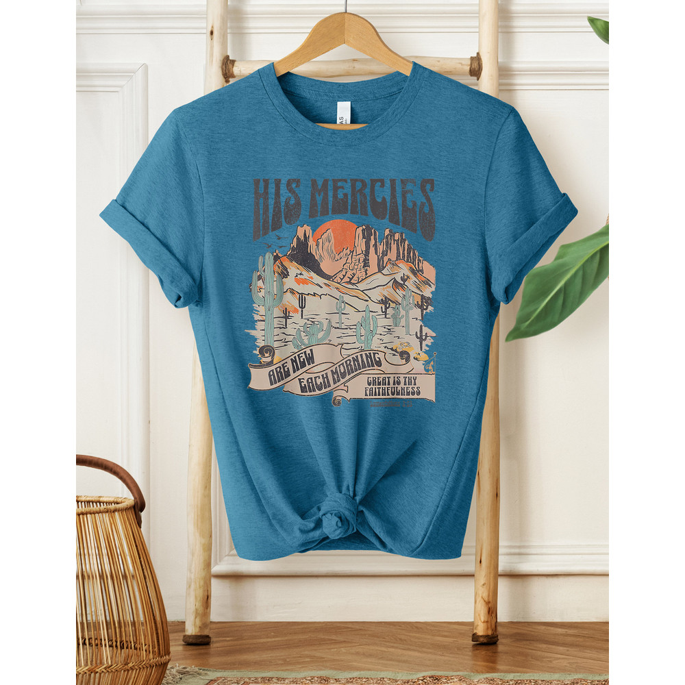 His Mercies Shirt, Boho Christian Shirt, Christian Shirt, Bible Verse Shirt, Trendy Christian Shirt, Jesus Apparel Faith Based Shirt, Bible - 3.jpg