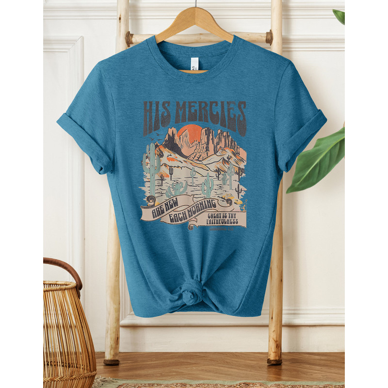 His Mercies Shirt, Boho Christian Shirt, Christian Shirt, Bible Verse Shirt, Trendy Christian Shirt, Jesus Apparel Faith Based Shirt, Bible - 3.jpg