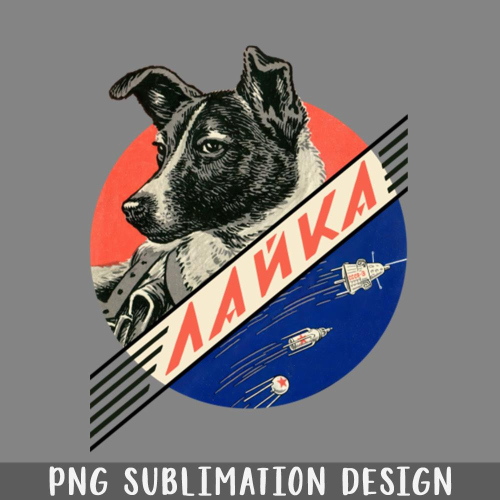 QB06071112-Laika first space dog Soviet vintage space poster PNG Download.jpg