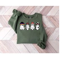ghost sweatshirt, halloween sweatshirt, magic mushroom sweatshirt, spooky season shirt ghost shirt, halloween gift shirt