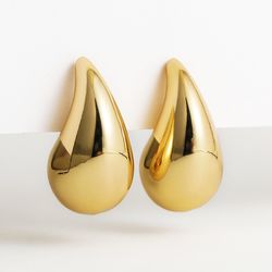 vintage gold plated chunky dome drop earrings