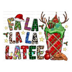 fa la la la latte png, funny christmas sublimation, latte, coffee, buffalo plaid, merry christmas png, digital download,