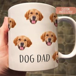Custom Dog Face Mug, Personalized Cat Face Pattern Mug, Custom Pet Faces Mug, Dog Photo Mug, Cat Photo Mug, Father's Day