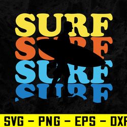 vintage surfing silhouette surfer retro 70s sunset beach svg, eps, png, dxf, digital download