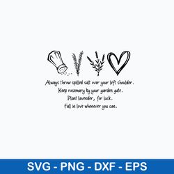 always throw spilled salt over your left shoulder svg, png dxf eps digital file