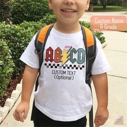 abcd rock shirt boys first day of school shirt, funny back to school shirt, 1st day of kindergarten 1st 2nd 3rd 4th 5th
