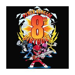 power rangers group shot 8th birthday premium svg, birthday svg