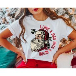 funny santa beard shirt, cute christmas shirt for women, christmas crewneck, graphic christmas tee, santa shirt for wome