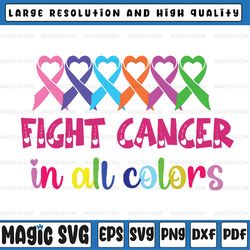 Fight Cancer In All Color Svg, Feather Breast Cancer Awareness Svg, Pink Ribbon Svg, Digital Download