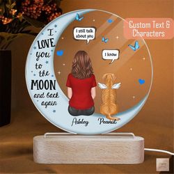 memorial dog night light personalized, custom girl with dog led lamp, memorial gift for dog mom, dog loss gifts, love yo