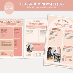 Classroom Newsletter Editable Templates, Back to School, Neutral Boho Classroom, Teacher Canva Templates, INSTANT