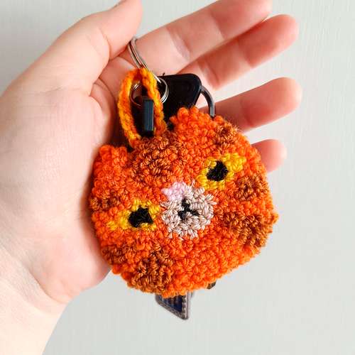 Punch needle keychain Tufted keychain Punch needle keychains Frog keychain Cat keychain Christmas gifts