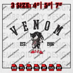 Venom Sonic Est Embroidery files, Superhero Embroidery Designs, Cartoon Machine Embroidery Files, Digital Download