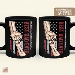 personalized best dad ever fist bump dad mug, father and daughter mug, father & son mug, fathers day mug for daddy, us f