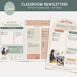 Classroom Newsletter Editable Templates, Back to School, Modern Boho Classroom, Teacher Canva Templates, INSTANT